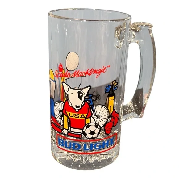 Vtg Spuds Mckenzie Collectable Budweiser Bud Light Beer Mug Sports USA 1988 - Picture 1 of 9